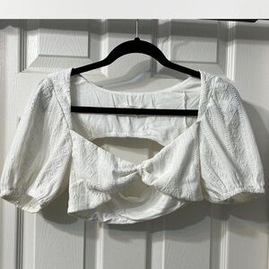 Glassons White Eyelet Crop Top